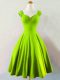 Straps Sleeveless Lace Up Dama Dress for Quinceanera Yellow Green Taffeta