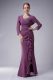 Floor Length Zipper Mother Of The Bride Dress Purple for Prom and Party with Beading
