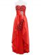 Coral Red Sleeveless Elastic Woven Satin Zipper Prom Party Dress for Prom and Military Ball and Sweet 16