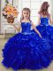 Elegant Straps Sleeveless Lace Up Pageant Gowns For Girls Royal Blue Organza