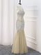 Exquisite Sleeveless Floor Length Beading Criss Cross with Champagne