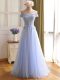 Off The Shoulder Sleeveless Lace Up Prom Party Dress Lavender Tulle