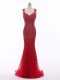 Red Zipper Formal Dresses Beading Sleeveless Floor Length