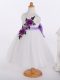 White Zipper Toddler Flower Girl Dress Bowknot and Hand Made Flower Sleeveless Knee Length