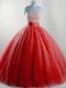 Vintage Floor Length Lace Up Quinceanera Dresses Red for Sweet 16 and Quinceanera with Beading