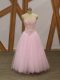 Baby Pink Sweetheart Lace Up Beading Dress for Prom Sleeveless