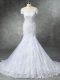 White Mermaid Beading and Lace and Appliques Bridal Gown Zipper Lace Sleeveless