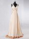 Trendy Sleeveless Sweep Train Backless Beading and Lace and Hand Made Flower Evening Dress