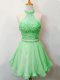 Beading Wedding Guest Dresses Green Lace Up Sleeveless Knee Length