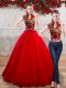 Lovely High-neck Sleeveless Organza Quinceanera Gowns Appliques Lace Up