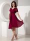 Cute Short Sleeves Knee Length Ruching Zipper Mother of the Bride Dress with Fuchsia