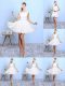 White Sleeveless Lace and Appliques Knee Length Wedding Guest Dresses