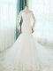 Enchanting White Sleeveless Tulle Court Train Lace Up Wedding Gowns for Beach and Wedding Party