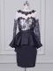 Enchanting Mini Length Black Mother Dresses Scoop Long Sleeves Zipper