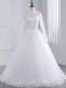 Long Sleeves Brush Train Lace and Appliques Zipper Wedding Dresses