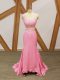 High End Brush Train Mermaid Celebrity Dress Baby Pink Scoop Elastic Woven Satin Sleeveless Zipper