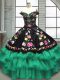 Customized Sleeveless Embroidery and Ruffled Layers Lace Up 15th Birthday Dress