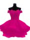 Fuchsia Zipper Sweetheart Beading and Lace and Appliques and Ruffles Hoco Dress Organza Sleeveless