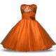 Knee Length Rust Red Flower Girl Dresses Organza and Sequined Sleeveless Belt and Hand Made Flower