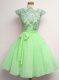 Top Selling Cap Sleeves Lace and Belt Knee Length Damas Dress