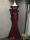 Scoop Sleeveless Lace Up Mother Of The Bride Dress Red And Black Lace