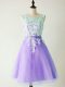 Captivating Scoop Sleeveless Lace Up Bridesmaid Gown Lavender Tulle