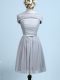 Chic Mini Length Empire Sleeveless Grey Bridesmaid Dresses Side Zipper