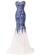 Blue And White Sweetheart Neckline Beading and Lace and Appliques Formal Dresses Sleeveless Zipper