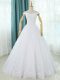 Graceful White Tulle Lace Up Off The Shoulder Sleeveless Floor Length Bridal Gown Lace and Appliques