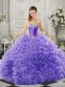 Court Train Ball Gowns Quinceanera Dress Lavender Sweetheart Organza Sleeveless Lace Up