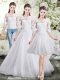 White Half Sleeves Tulle Lace Up Wedding Gowns for Wedding Party