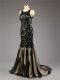 Sweetheart Sleeveless Celeb Inspired Gowns Brush Train Lace and Appliques Black Tulle
