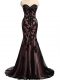 Sweetheart Sleeveless Tulle and Lace Evening Outfits Lace and Appliques Brush Train Lace Up