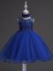 Organza Sleeveless Knee Length Child Pageant Dress and Beading and Lace