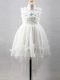 Decent White Sleeveless High Low Appliques Lace Up Flower Girl Dresses