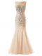Pretty Champagne Tulle Zipper Scoop Sleeveless Floor Length Prom Dresses Beading