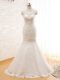 Elegant Tulle High-neck Sleeveless Zipper Lace and Appliques Wedding Dresses in White