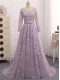 Lavender Zipper Mother of the Bride Dress Beading and Appliques Sleeveless Brush Train