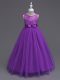 On Sale Purple Scoop Zipper Lace Toddler Flower Girl Dress Sleeveless