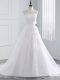 Lace and Appliques Wedding Gown White Lace Up Sleeveless