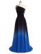 Lace Up Prom Homecoming Dress Multi-color for Prom and Party and Military Ball with Beading and Ruching Brush Train