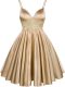 Lace Court Dresses for Sweet 16 Champagne Lace Up Sleeveless Knee Length