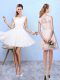White Scoop Lace Up Lace and Appliques Bridesmaid Gown Sleeveless