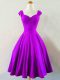 Eggplant Purple Sleeveless Taffeta Lace Up Bridesmaid Gown for Prom and Party and Wedding Party
