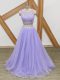 Admirable Sleeveless Tulle Floor Length Side Zipper Prom Party Dress in Lavender with Beading
