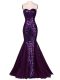 Sequins Evening Dresses Purple Lace Up Sleeveless Floor Length