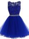 Tulle Sleeveless Mini Length Prom Dresses and Beading and Lace and Appliques and Ruffles