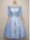 New Arrival Light Blue Half Sleeves Taffeta Lace Up Bridesmaids Dress for Prom and Party and Wedding Party