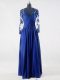 Clearance Blue V-neck Zipper Lace and Appliques Mother of Groom Dress Long Sleeves