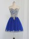 Royal Blue Zipper Sweetheart Beading Prom Gown Tulle Sleeveless